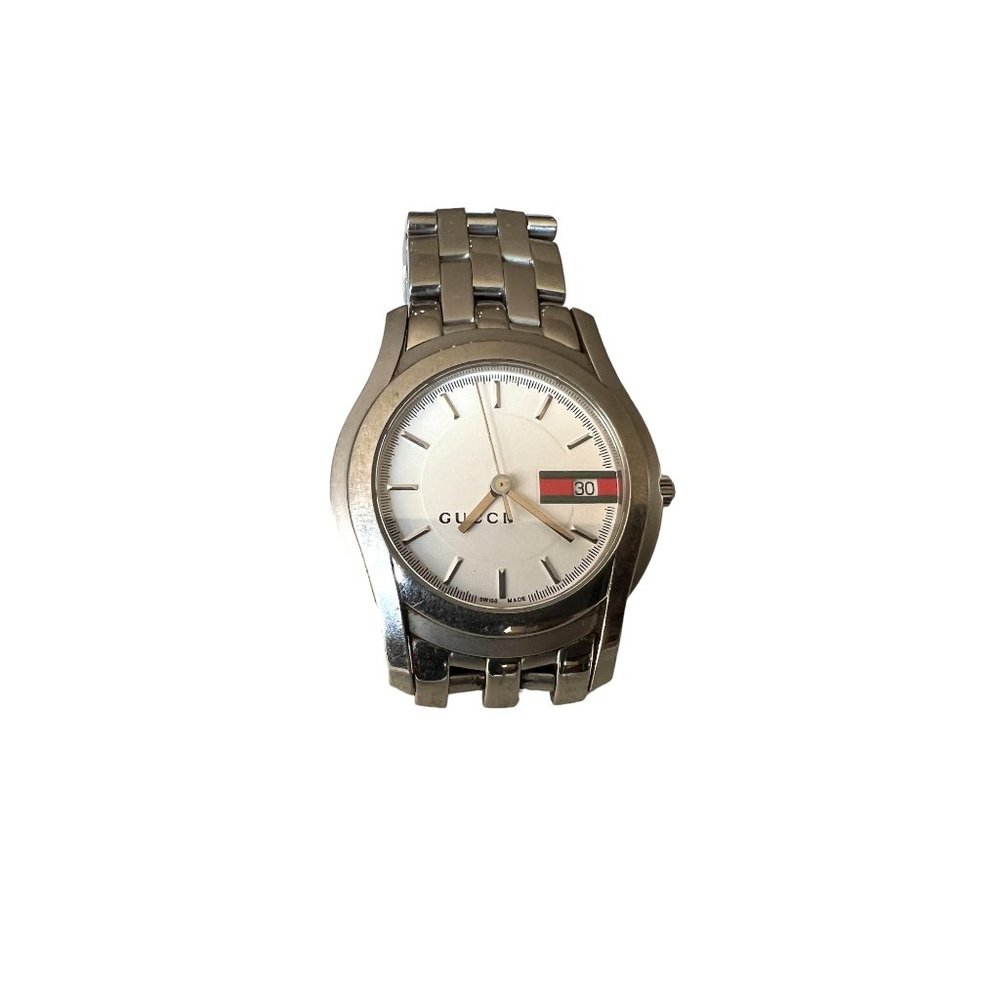 GUCCI 5500M: Stainless Steel Logo Quartz Watch  #1180